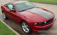 2010 - 2012 Ford Mustang Pony Center Wide Racing Rally Stripes Vinyl Graphics 3M Decals Package - Side View