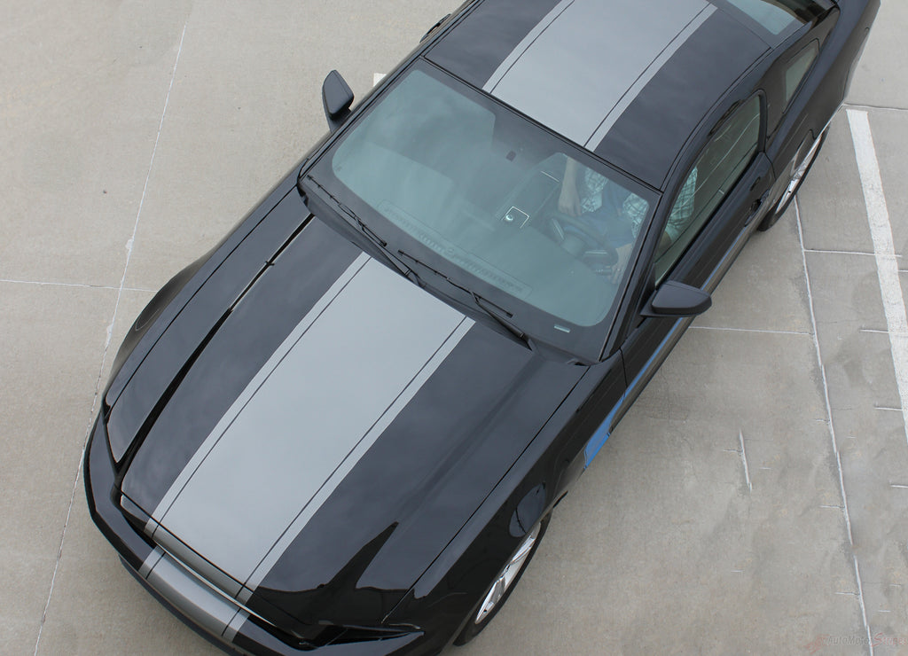 2013-2014 Ford Mustang Super Snake Venom Center Wide Racing Rally Stripes Vinyl Graphics 3M Decals