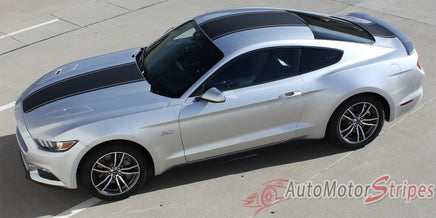 Detailed view of 2015-2017 Ford Mustang Super Snake Median Mohawk Center Wide Racing Rally Stripes Vinyl Graphic  - Side View