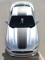 Detailed view of 2015-2017 Ford Mustang Super Snake Median Mohawk Center Wide Racing Rally Stripes Vinyl Graphic  - Full Front  View