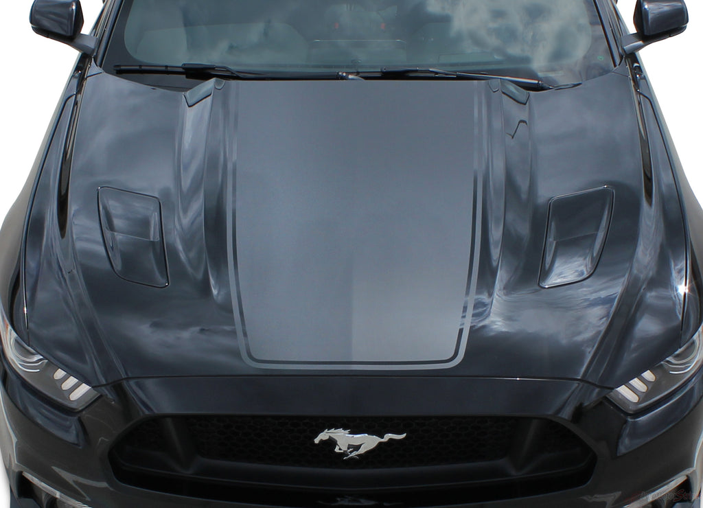 2015-2017 Ford Mustang Super Snake Mega Hood Mohawk Center Wide Racing Rally Stripes Vinyl Graphics 3M Decal