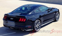 2015-2017 Ford Mustang Super Snake Contender Mohawk Center Wide Racing Rally Stripes Vinyl Graphics 3M Decal - Passenger Side View