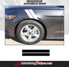 Detailed view of 2015-2017 Ford Mustang Double Bar Hood to Fender Hash Mark Side Stripes Vinyl Graphics 3M Decal