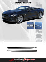 Detailed view of 2015-2017 Ford Mustang Hood Spear Hood Accent Spike Stripes Vinyl Graphics 3M Decals