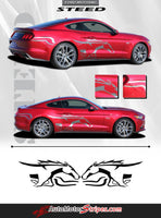 Detailed view of 2015-2017 Ford Mustang Pony Steed Horse Outline Side Stripes Vinyl Graphics 3M Decals
