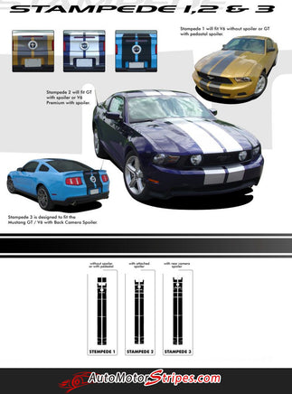 2010 - 2012 Ford Mustang Stampede Factory OEM Style Lemans 10" Racing Rally Stripes Vinyl Graphics 3M Decals
