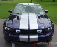 2010 - 2012 Ford Mustang Stampede Factory OEM Style Lemans 10" Racing Rally Stripes Vinyl Graphics- Front Close View