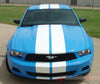 2010 - 2012 Ford Mustang Stampede Factory OEM Style Lemans 10" Racing Rally Stripes Vinyl Graphics- Front View White Stripes
