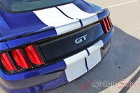 Detailed view of 2015-2017 Ford Mustang Stallion 10" Wide Lemans Factory Style Racing Rally Stripes Vinyl Graphics - Rear View