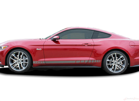 2015 2016 2017 Ford Mustang Stallion Rocker 2 Factory OEM Style Lower Strobe Rocker Stripes Vinyl Graphics 3M Decals