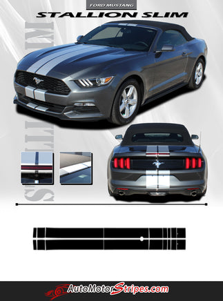 Detailed view of 2015-2017 Ford Mustang Stallion Slim 7" Inch Wide Racing and Rally Stripes Vinyl Graphics 3M Decals