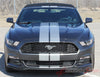 2015 2016 2017 Ford Mustang Stallion Slim 7" Inch Wide Racing and Rally Stripes Vinyl Graphics - Front Hood View
