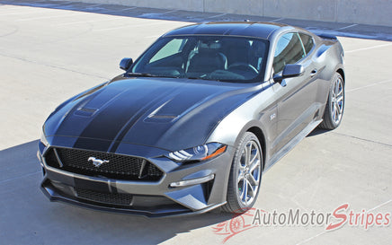 2019 Ford Mustang Racing Stripes Euro XL Rally Stripes Center Wide Vinyl Graphics 3M Decals