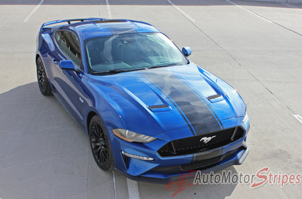 2018 2019 Ford Mustang Racing Stripes Hyper Rally Stripes Center Wide Vinyl Graphics 3M Decals