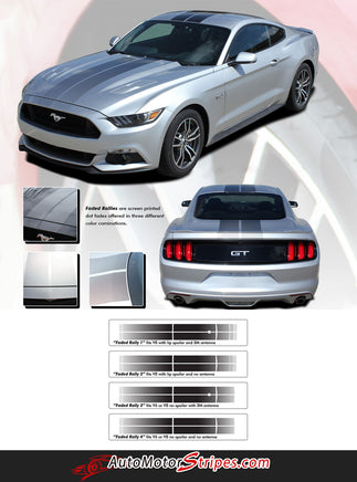 Detailed view of 2015-2017 Ford Mustang Digital Fade Faded Rally Stripes Hood Roof Trunk Vinyl Graphic 3M Decals