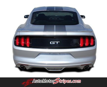 Detailed view of 2015-2017 Ford Mustang Digital Fade Faded Rally Stripes Hood Roof Trunk Vinyl Graphic 3M Decals