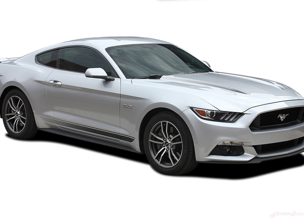 2015-2017 Ford Mustang Digital Fade Combo Lower Rocker and Hood Spears Stripes Vinyl Graphic 3M Decals
