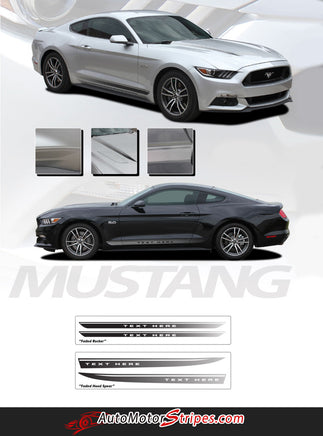 Detailed view of 2015-2017 Ford Mustang Digital Fade Combo Lower Rocker and Hood Spears Stripes Vinyl Graphic 3M Decals - Part Details