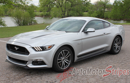 Driver Side View for Detailed view of 2015-2017 Ford Mustang Digital Fade Combo Lower Rocker and Hood Spears Stripes Vinyl Graphic 3M Decals