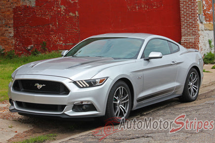 Driver Side Low View for Detailed view of 2015-2017 Ford Mustang Digital Fade Combo Lower Rocker and Hood Spears Stripes Vinyl Graphic 3M Decals