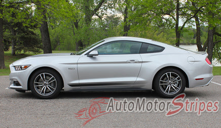 Detailed view of 2015-2017 Ford Mustang Digital Fade Faded Rocker Stripes Lower Door Panel Vinyl Graphic 3M Decals