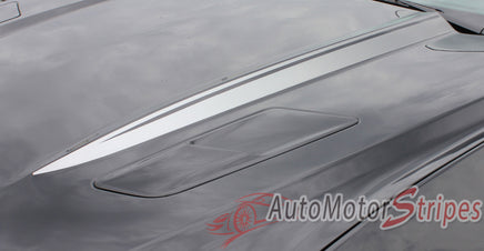 2015-2017 Ford Mustang Digital Fade Faded Hood Spears Stripes Vinyl Graphic 3M Decals - Front Hood Close View