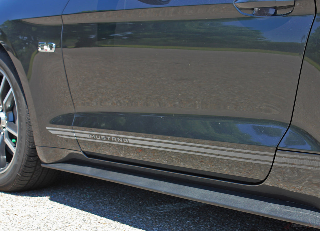 2015-2017 Ford Mustang Digital Fade Faded Triline Rocker Stripes Lower Door Panel Vinyl Graphic 3M Decals