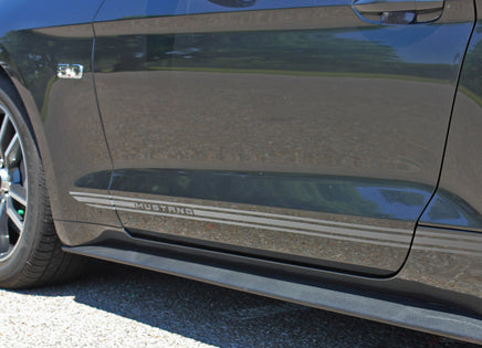 Detailed view of 2015-2017 Ford Mustang Fade Faded Triline Rocker Stripes Lower Door Panel Vinyl Graphic 3M Decals