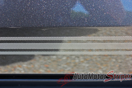 Detailed view of 2015-2017 Ford Mustang Digital Fade Faded Triline Rocker Stripes Lower Door Panel Vinyl Graphic 3M Decals