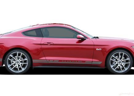 Detailed view of 2015-2017 Ford Mustang Haste Rocker Factory OEM Style Lower Rocker Stripes 3M Vinyl Graphics Decals