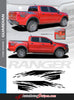 Detailed view of 2019-2023 Ford Ranger GUARDIAN Bed Body Stripes Accent Decals Vinyl Graphics Kits 3M