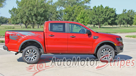 Detailed view of 2019-2023 Ford Ranger GUARDIAN Bed Body Stripes Accent Decals Vinyl Graphics Kits 3M