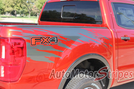 Detailed view of 2019-2023 Ford Ranger GUARDIAN Bed Body Stripes Accent Decals Vinyl Graphics Kits 3M