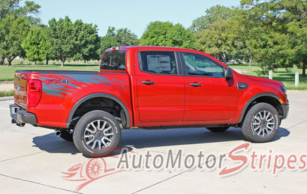 Detailed view of 2019-2023 Ford Ranger GUARDIAN Bed Body Stripes Accent Decals Vinyl Graphics Kits 3M