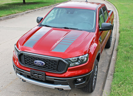 Ford Ranger Hood Decals NOMAD HOOD Split Hood Stripes Vinyl Graphics Decals Kit 2019 2020 2021 2022 2023
