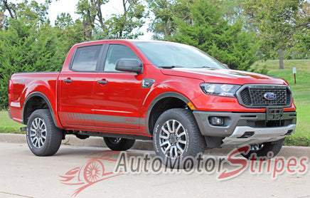 Detailed view of 2019-2023 Ford Ranger NOMAD Lower Rocker Panel Stripes Door Accent Vinyl Graphic 3M Decal