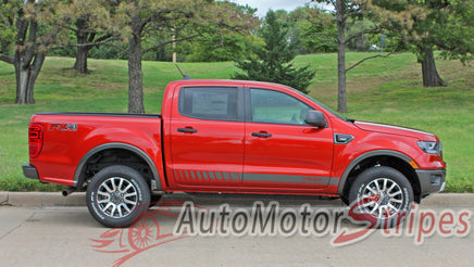 Detailed view of 2019-2023 Ford Ranger NOMAD Lower Rocker Panel Stripes Door Accent Vinyl Graphic 3M Decal