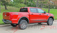 Detailed view of 2019-2023 Ford Ranger NOMAD Lower Rocker Panel Stripes Door Accent Vinyl Graphic 3M Decal
