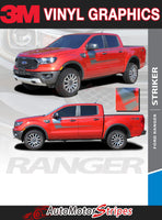 Detailed view of 2019-2023 Ford Ranger STRIKER Side Body Door Stripes Accent Decals Vinyl Graphics Kits 3M