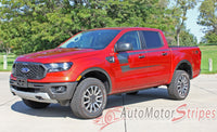Detailed view of 2019-2023 Ford Ranger STRIKER Side Body Door Stripes Accent Decals Vinyl Graphics Kits 3M