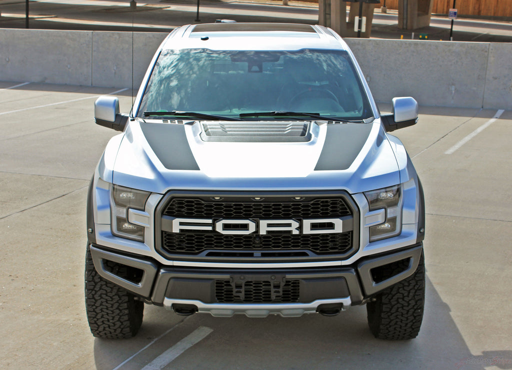 Ford Raptor Hood Decals VELOCITOR HOOD Split Hood Stripes Vinyl Graphics Decals Kit 2018-2020