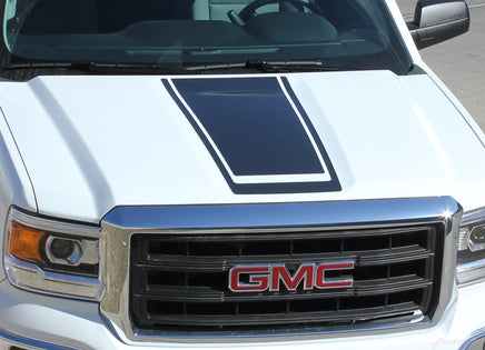 2014-2016 2017 2018 GMC Sierra Midway Edition Style Truck Center Hood Racing Vinyl Graphics 3M Stripes Kit