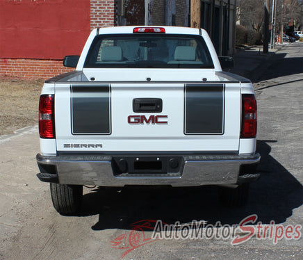 2014-2017 GMC Sierra Rally OE Factory Style Edition Truck Hood Tailgate Racing Stripes Vinyl Graphics - Tailgate View