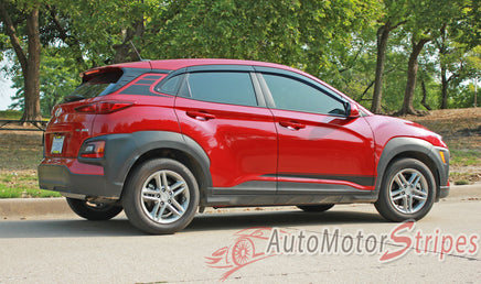 2018-2023 Hyundai Kona SPIRE Solid Color Rocker Panel and Upper Accent Vinyl Graphics Stripes Decals Kit