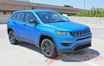 Detailed view of 2017-2025 Jeep Compass Stripes Vinyl Graphics Decals Mid Body Line Accent 3M Altitude