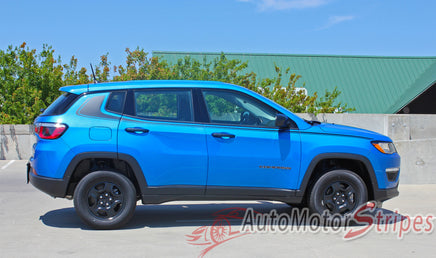 Detailed view of 2017-2025 Jeep Compass Stripes Vinyl Graphics Decals Mid Body Line Accent 3M Altitude