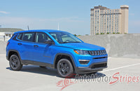 Detailed view of 2017-2025 Jeep Compass Stripes Vinyl Graphics Decals Mid Body Line Accent 3M Altitude