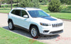 Detailed view of 2018-2025  Jeep Cherokee Trailhawk Hood Decal T-Hawk Center Blackout Vinyl Graphic Stripes