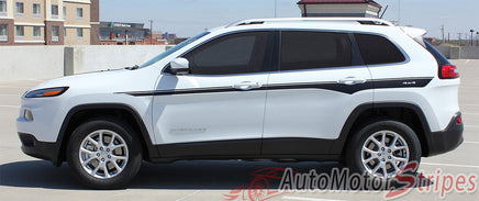 View of 2014-2024 Jeep Cherokee Chief Mid Body Line Accent Vinyl Decal Graphic 3M Stripes