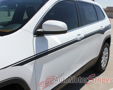 View of 2014-2024 Jeep Cherokee Chief Mid Body Line Accent Vinyl Decal Graphic 3M Stripes